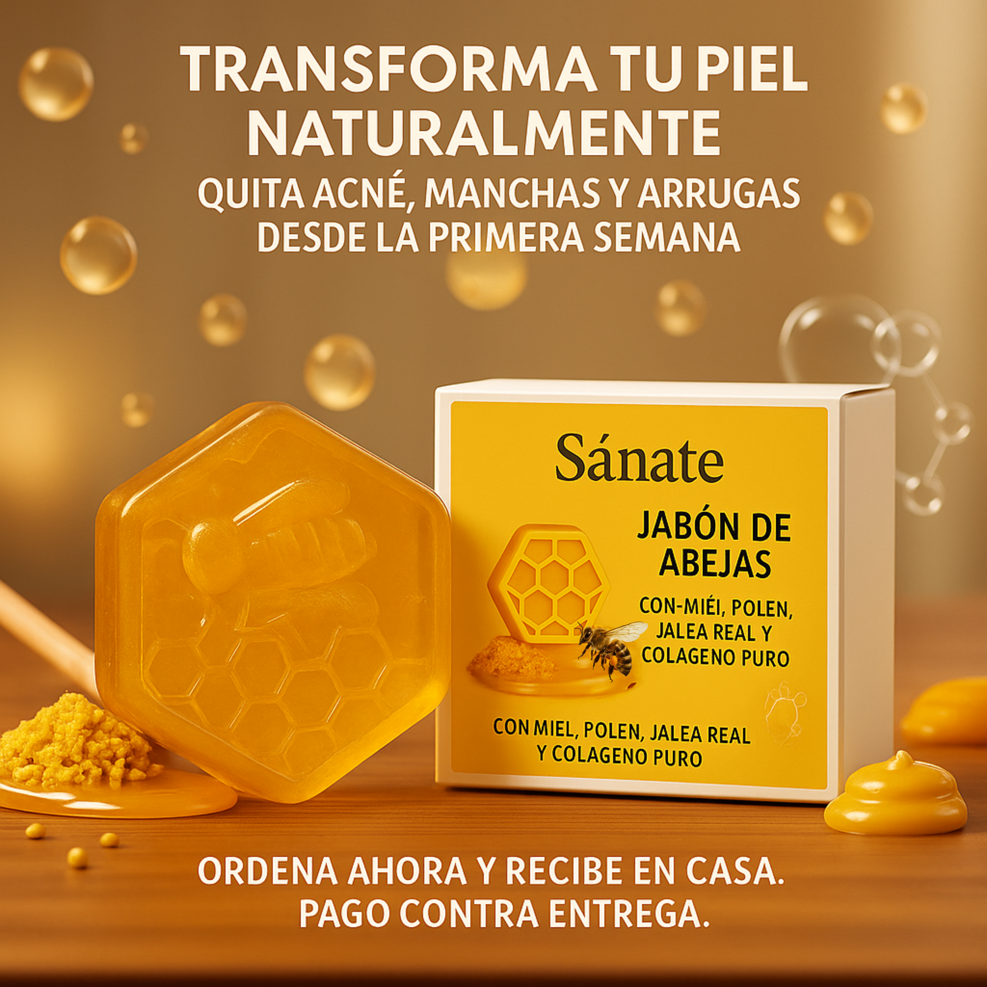 x3 Jabon Miel - Quita Manchas, Anti Arrugas,Acne (Jalea Real) - 40G
