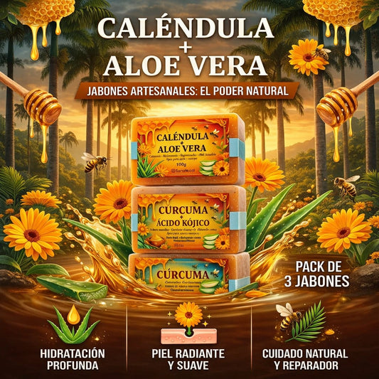 X3 Jabon de Cúrcuma + Acido Kojico Artesanal¹⁰⁰ᵍ